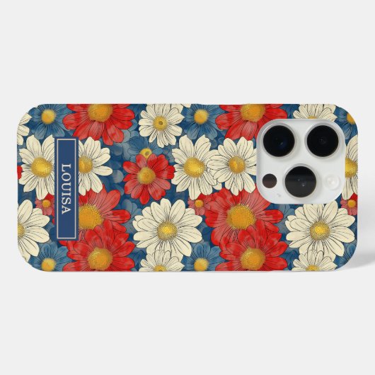 Japanese Red Floral Pattern Monogrammed Case-Mate iPhoneケース (裏面 (横))