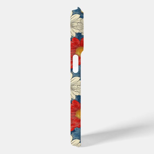 Japanese Red Floral Pattern Monogrammed Case-Mate iPhoneケース (裏面 / 右)