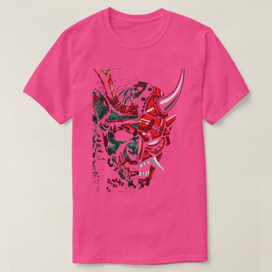 Japanese Red Samurai Oni Mask Ogre (2) Tシャツ (デザイン正面)