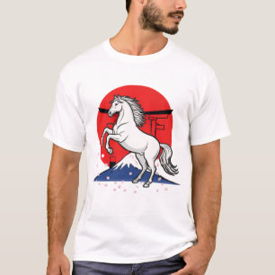 Japanese Red Sun Torii & White Horse – Men’s T-shi Tシャツ