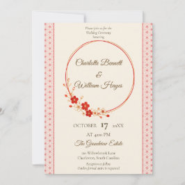 Japanese Sakura Asanoha Wedding Invitation 招待状