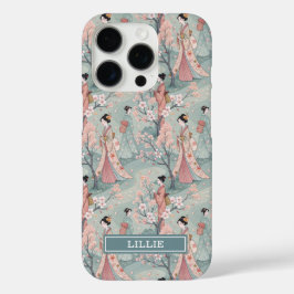 Japanese Sakura Geisha Pattern Monogrammed iPhone 16 Proケース