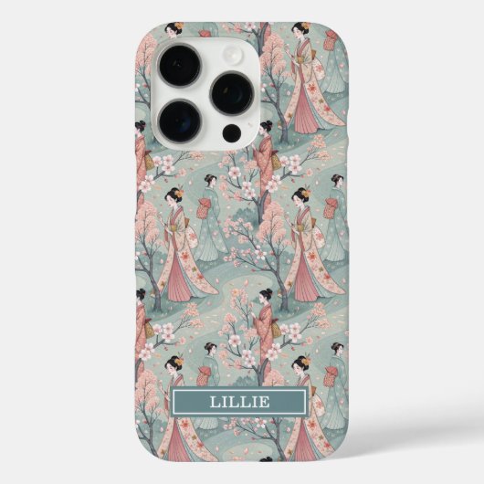 Japanese Sakura Geisha Pattern Monogrammed Case-Mate iPhoneケース (裏面)