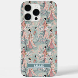 Japanese Sakura Geisha Pattern Monogrammed iPhone 16 Pro Maxケース
