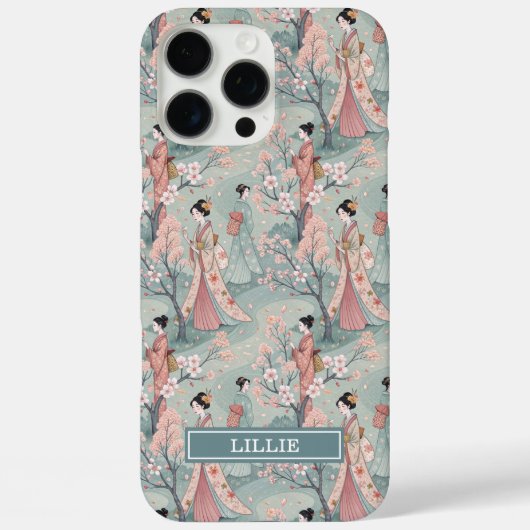 Japanese Sakura Geisha Pattern Monogrammed Case-Mate iPhoneケース (裏面)