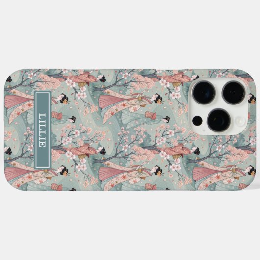 Japanese Sakura Geisha Pattern Monogrammed Case-Mate iPhoneケース (裏面 (横))