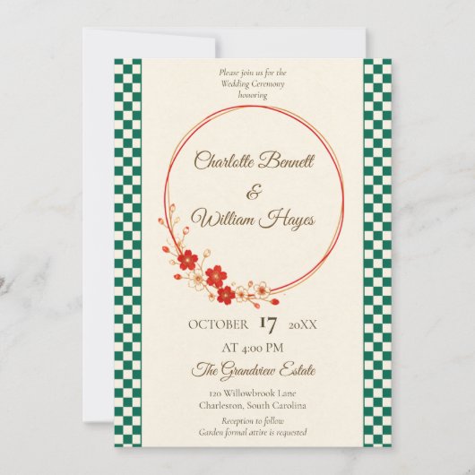 Japanese Sakura Ichimatsu Wedding Invitation 招待状 (正面)