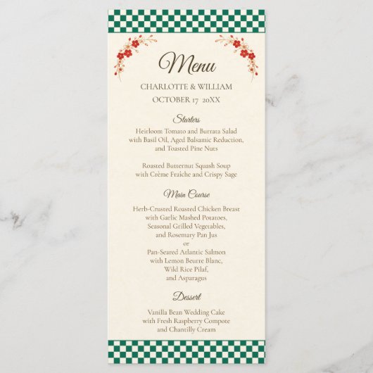 Japanese Sakura Ichimatsu Wedding Menu メニュー (正面)