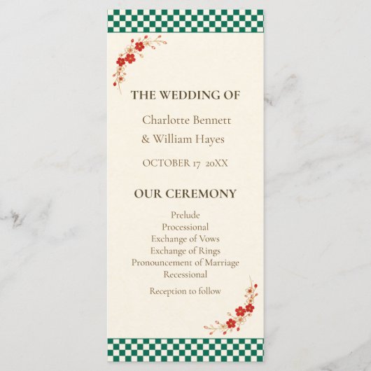 Japanese Sakura Ichimatsu Wedding Program プログラム (正面)