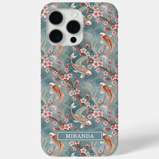 Japanese Sakura Koi Fish Pattern Monogrammed Case- Case-Mate iPhoneケース (裏面)