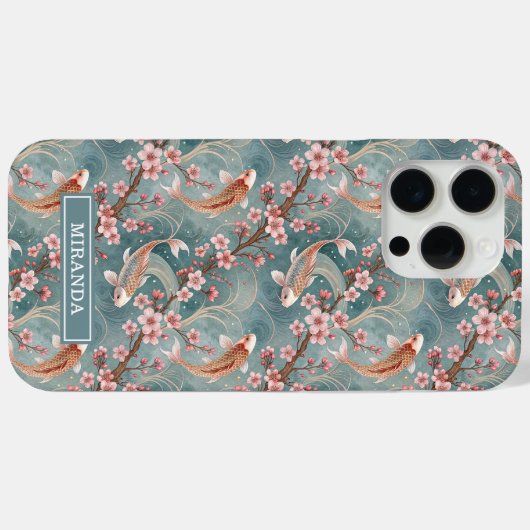 Japanese Sakura Koi Fish Pattern Monogrammed Case- Case-Mate iPhoneケース (裏面 (横))
