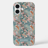 Japanese Sakura Koi Fish Pattern Monogrammed Case-Mate iPhoneケース (裏面)