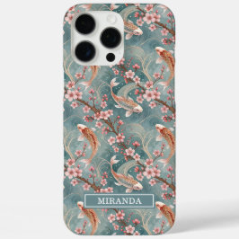 Japanese Sakura Koi Fish Pattern Monogrammed iPhone 16 Pro Maxケース