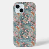 Japanese Sakura Koi Fish Pattern Monogrammed Case-Mate iPhoneケース (裏面)