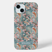 Japanese Sakura Koi Fish Pattern Monogrammed Case-Mate iPhoneケース (裏面)