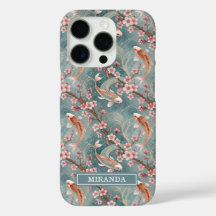 Japanese Sakura Koi Fish Pattern Monogrammed