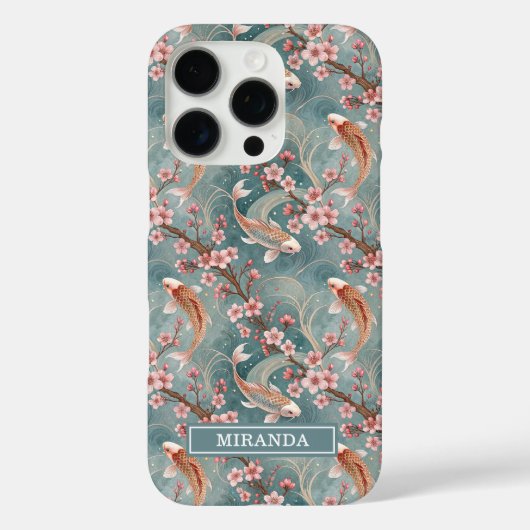 Japanese Sakura Koi Fish Pattern Monogrammed Case-Mate iPhoneケース (裏面)