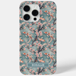 Japanese Sakura Koi Fish Print Monogrammed Case- iPhone 15 Pro Maxケース
