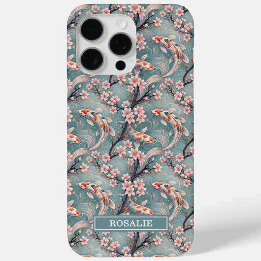 Japanese Sakura Koi Fish Print Monogrammed Case- Case-Mate iPhoneケース (裏面)