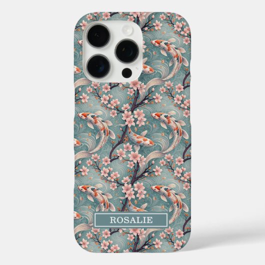 Japanese Sakura Koi Fish Print Monogrammed Case-Mate iPhoneケース (裏面)