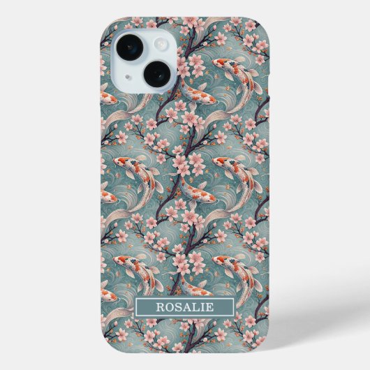 Japanese Sakura Koi Fish Print Monogrammed Case-Mate iPhoneケース (裏面)