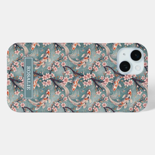 Japanese Sakura Koi Fish Print Monogrammed Case-Mate iPhoneケース (裏面 (横))
