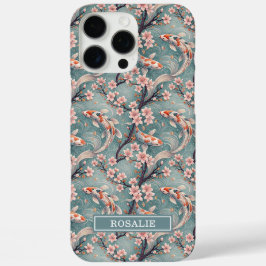 Japanese Sakura Koi Fish Print Monogrammed iPhone 16 Pro Maxケース