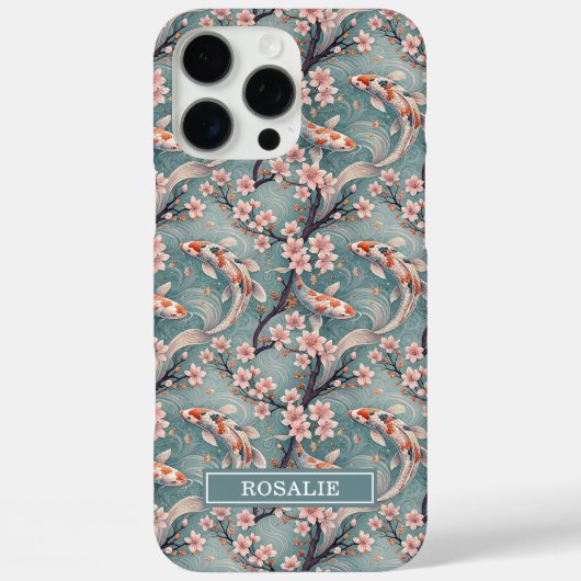 Japanese Sakura Koi Fish Print Monogrammed Case-Mate iPhoneケース (裏面)