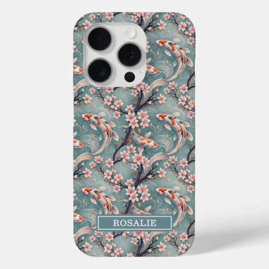 Japanese Sakura Koi Fish Print Monogrammed Case-Mate iPhoneケース (裏面)