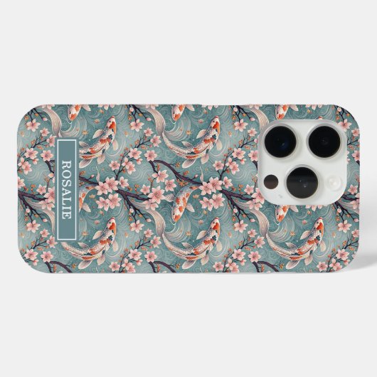 Japanese Sakura Koi Fish Print Monogrammed Case-Mate iPhoneケース (裏面 (横))