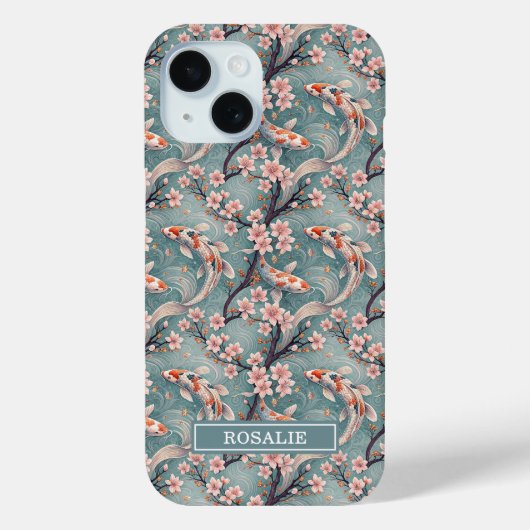 Japanese Sakura Koi Fish Print Monogrammed Case-Mate iPhoneケース (裏面)
