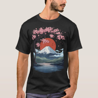 Japanese Sakura Mount Fuji Landscape Vintage Tシャツ