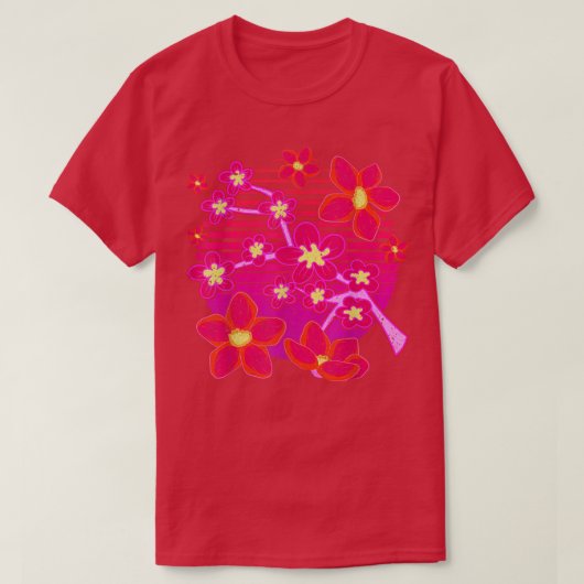 Japanese Sakura Pink Flower 80s Vaporwave Cherry B Tシャツ (デザイン正面)