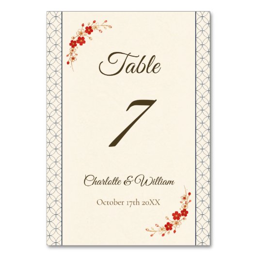 Japanese Sakura Shippo Table Number テーブルナンバー (正面)