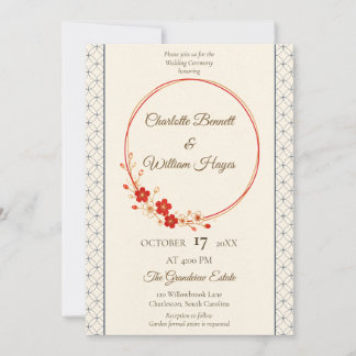 Japanese Sakura Shippo Wedding Invitation 招待状