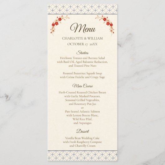 Japanese Sakura Shippo Wedding Menu メニュー (正面)