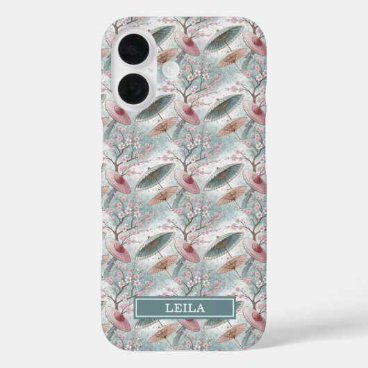 Japanese Sakura Umbrella Pattern Monogrammed Case-Mate iPhoneケース (裏面)