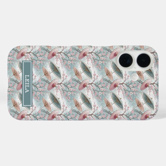 Japanese Sakura Umbrella Pattern Monogrammed Case-Mate iPhoneケース (裏面 (横))