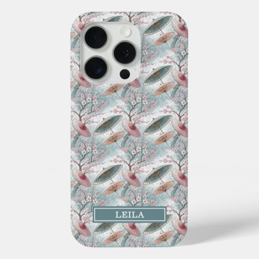 Japanese Sakura Umbrella Pattern Monogrammed Case-Mate iPhoneケース (裏面)