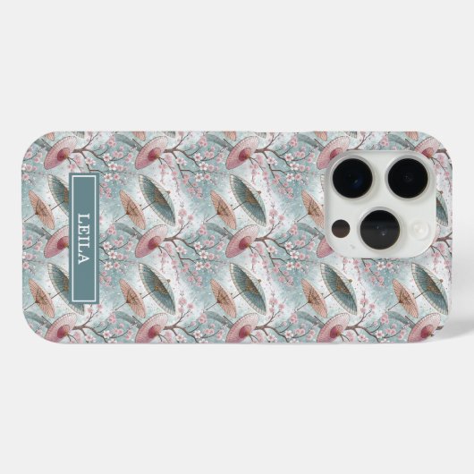 Japanese Sakura Umbrella Pattern Monogrammed Case-Mate iPhoneケース (裏面 (横))