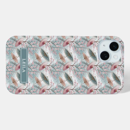 Japanese Sakura Umbrella Pattern Monogrammed Case-Mate iPhoneケース (裏面 (横))