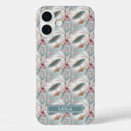 Japanese Sakura Umbrella Pattern Monogrammed iPhone 16 Plusケース