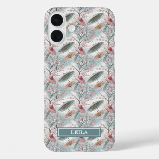 Japanese Sakura Umbrella Pattern Monogrammed Case-Mate iPhoneケース (裏面)