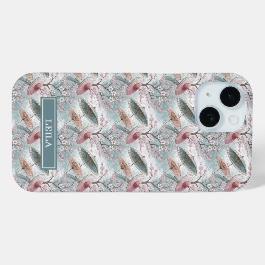 Japanese Sakura Umbrella Pattern Monogrammed Case-Mate iPhoneケース (裏面 (横))