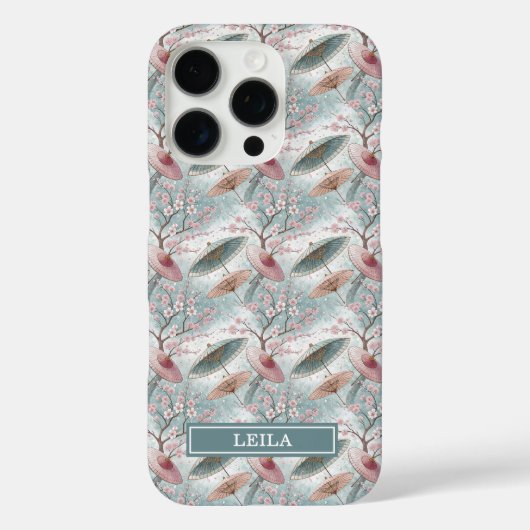 Japanese Sakura Umbrella Pattern Monogrammed Case-Mate iPhoneケース (裏面)