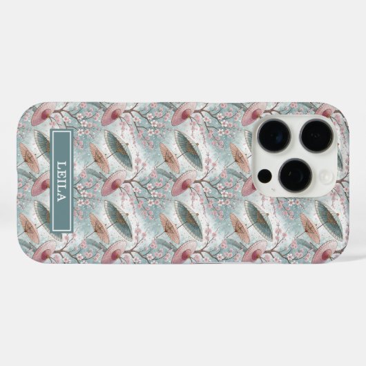 Japanese Sakura Umbrella Pattern Monogrammed Case-Mate iPhoneケース (裏面 (横))