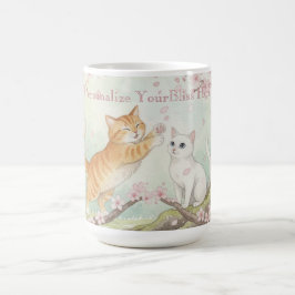 Japanese Sakura & Zen Cats Watercolor  コーヒーマグカップ