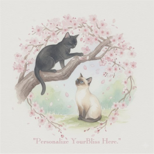 Japanese Sakura & Zen Cats Watercolor  シール (正面)