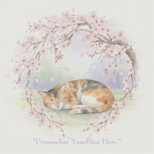 Japanese Sakura & Zen Cats Watercolor  シール (正面)