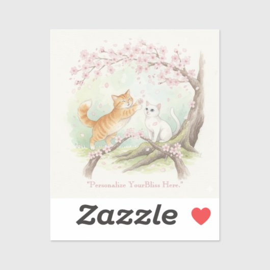 Japanese Sakura & Zen Cats Watercolor シール (シート)